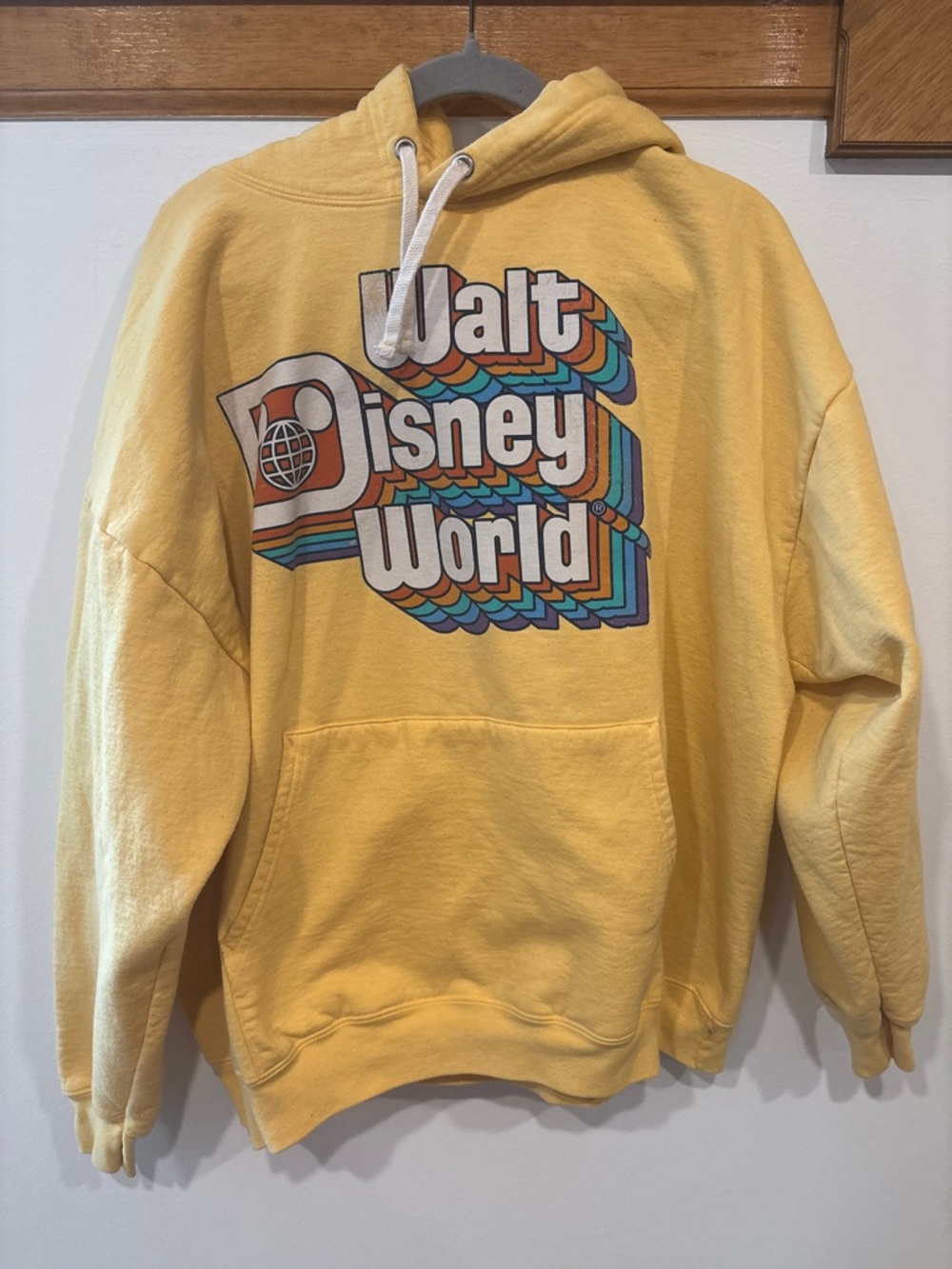 Walt Disney World Yellow Hoodie with Retro Rainbow Logo XXL